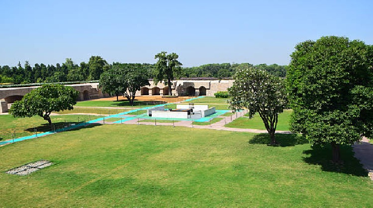 A serene image of Raj Ghat in Delhi, a significant attraction steeped in history, featured in this comprehensive Delhi travel guide.