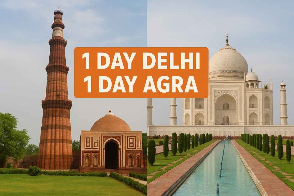 Tourists exploring Delhi and Agra in 2 days