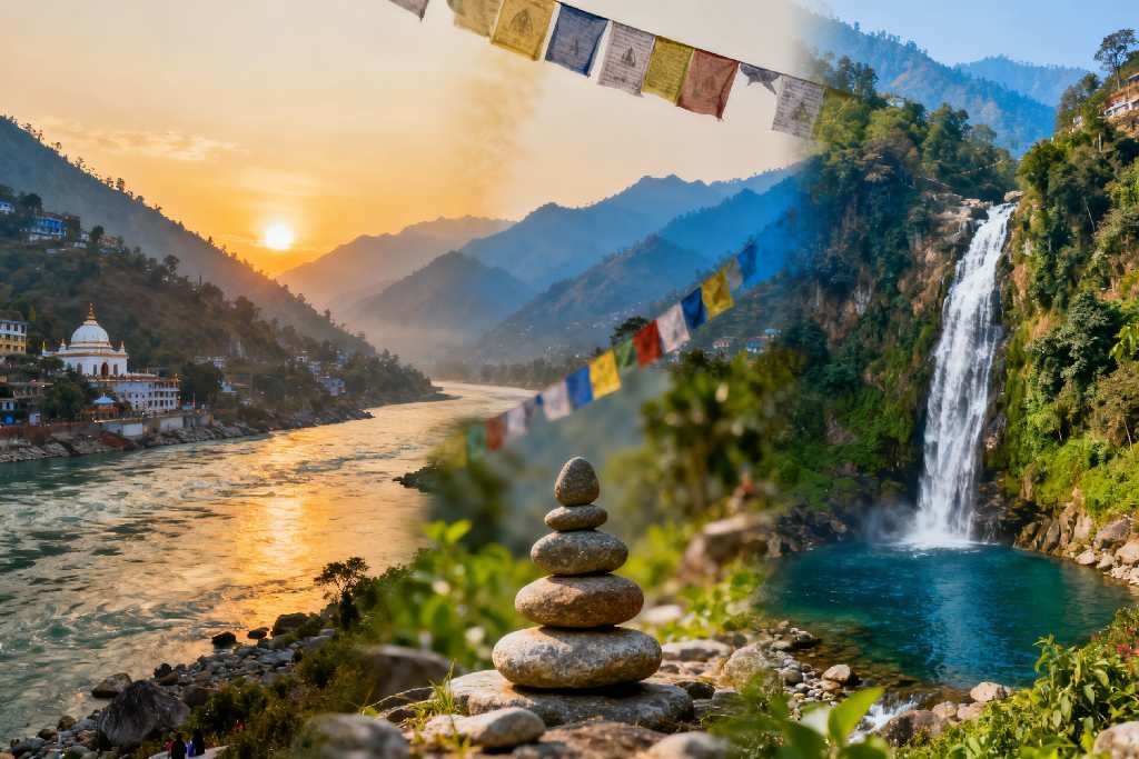 Scenic views and spiritual sites of Rishikesh and Mussoorie